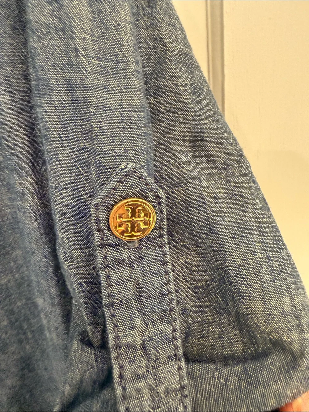 Tory Burch Indigo Chambray Tie-Neck Tunic